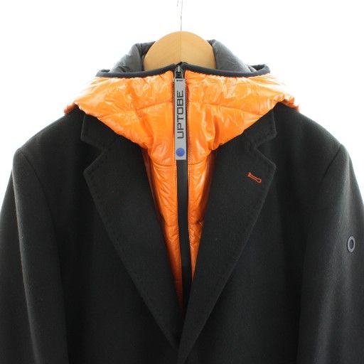 UPTOBE チェスターコート ロング丈 中綿ライナー付き アウター 50 黒