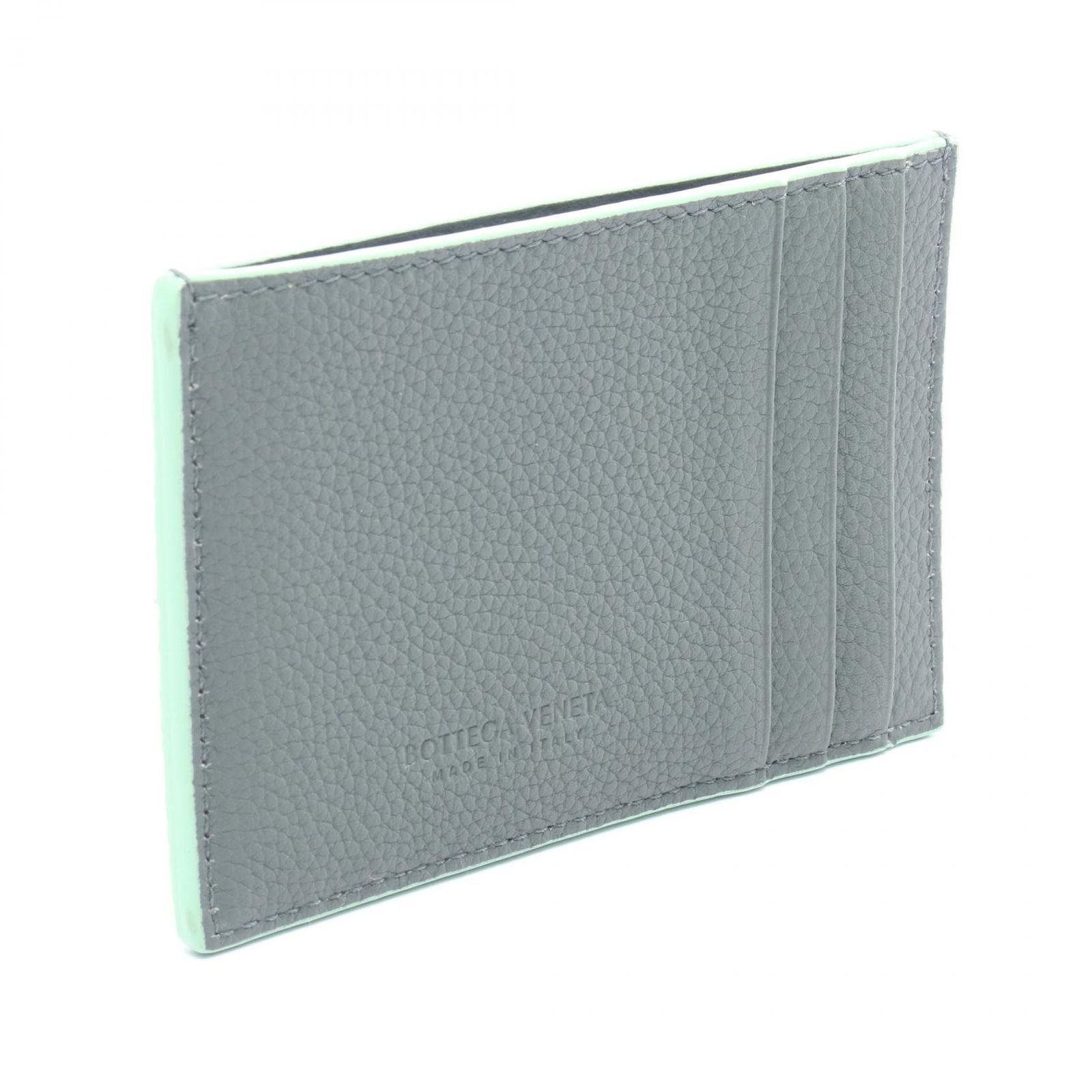 ボッテガヴェネタ BOTTEGA VENETA カードケース カセット グレー ライトグリーン レザー ユニセックス A