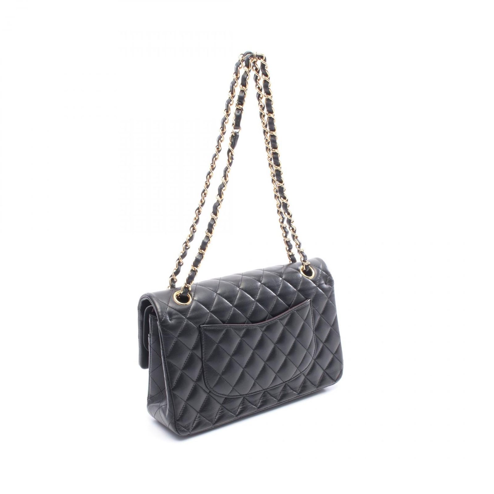 シャネル CHANEL マトラッセ Wフラップ ショルダーバッグ バッグ ラムスキン（羊革） レディース ブラック系 A01112 【中古】 シャネル CHANEL ショルダーバッグ マトラッセ Wフラップ A01112