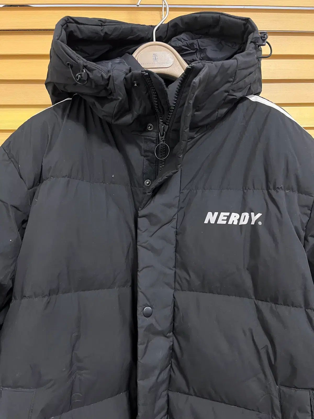 ノルディ NERDY メンズ ブラック ダックダウンジャケット ロング丈 