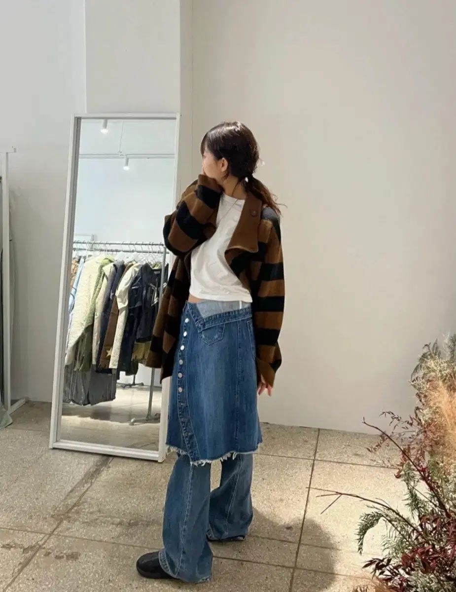 タグ付き ソールティーペブル レイヤード デニムスカート