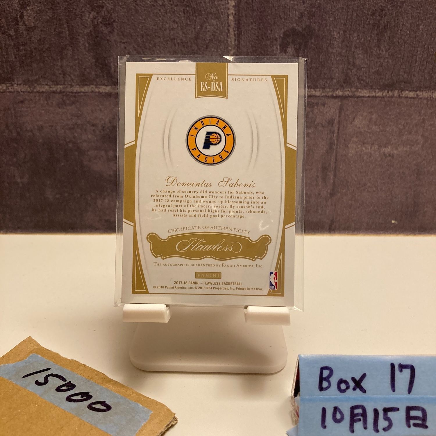 2017-18 Panini Flawless Domantas Sabonis 19 25 直筆サインカード Indiana Pacers カード