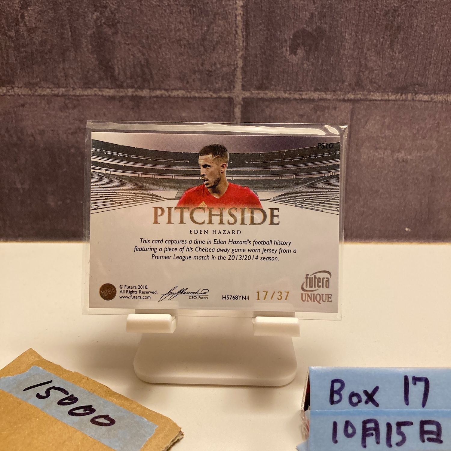 2018 Futera Unique Eden Hazard 17 37 Chelsea Game- ジャージ Pitchside カード