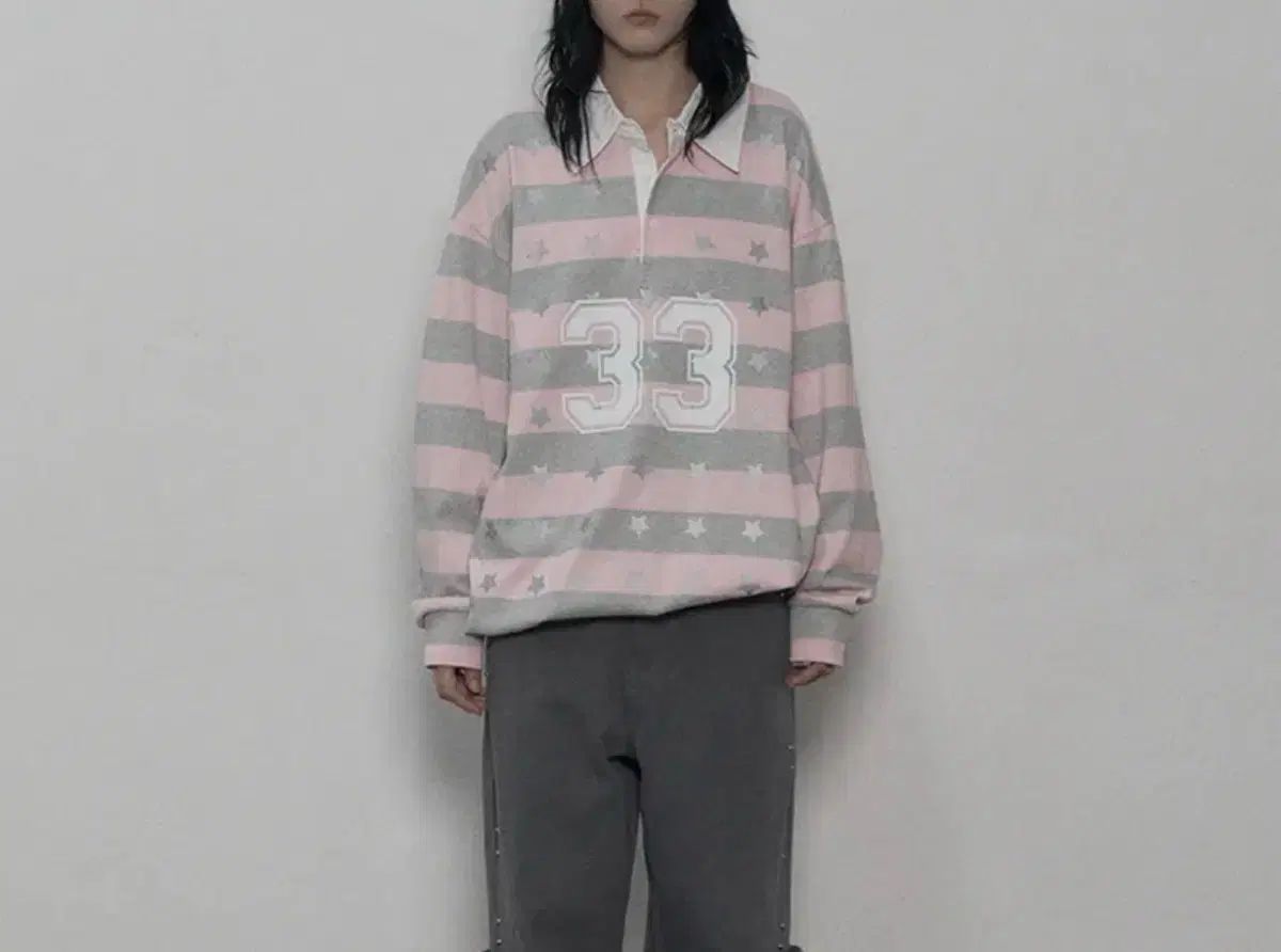 セットアップエクス 33 STAR STRIPE POLO TOP PINK