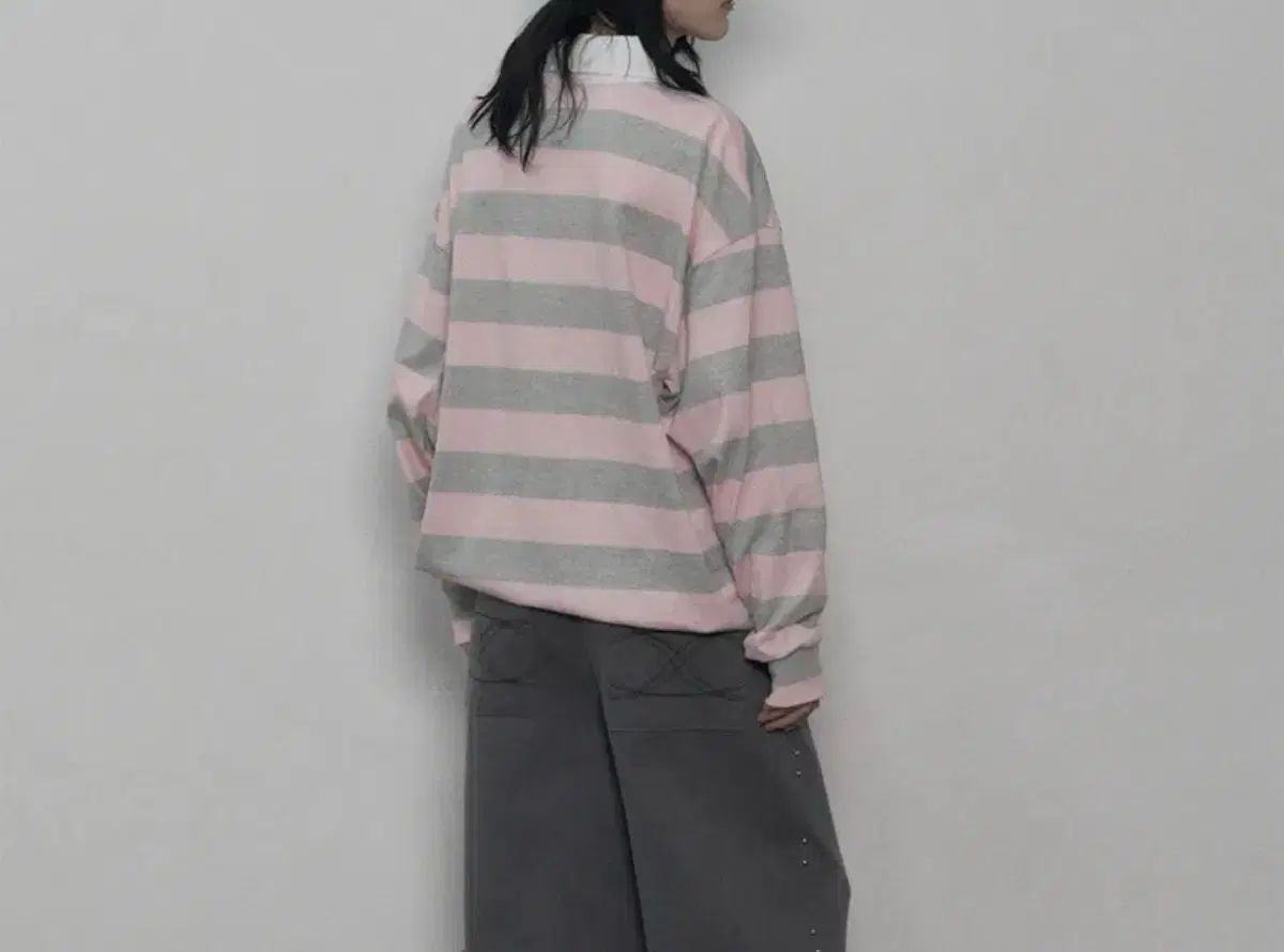  セットアップエクス 33 STAR STRIPE POLO TOP PINK 長袖 Tシャツ カットソー