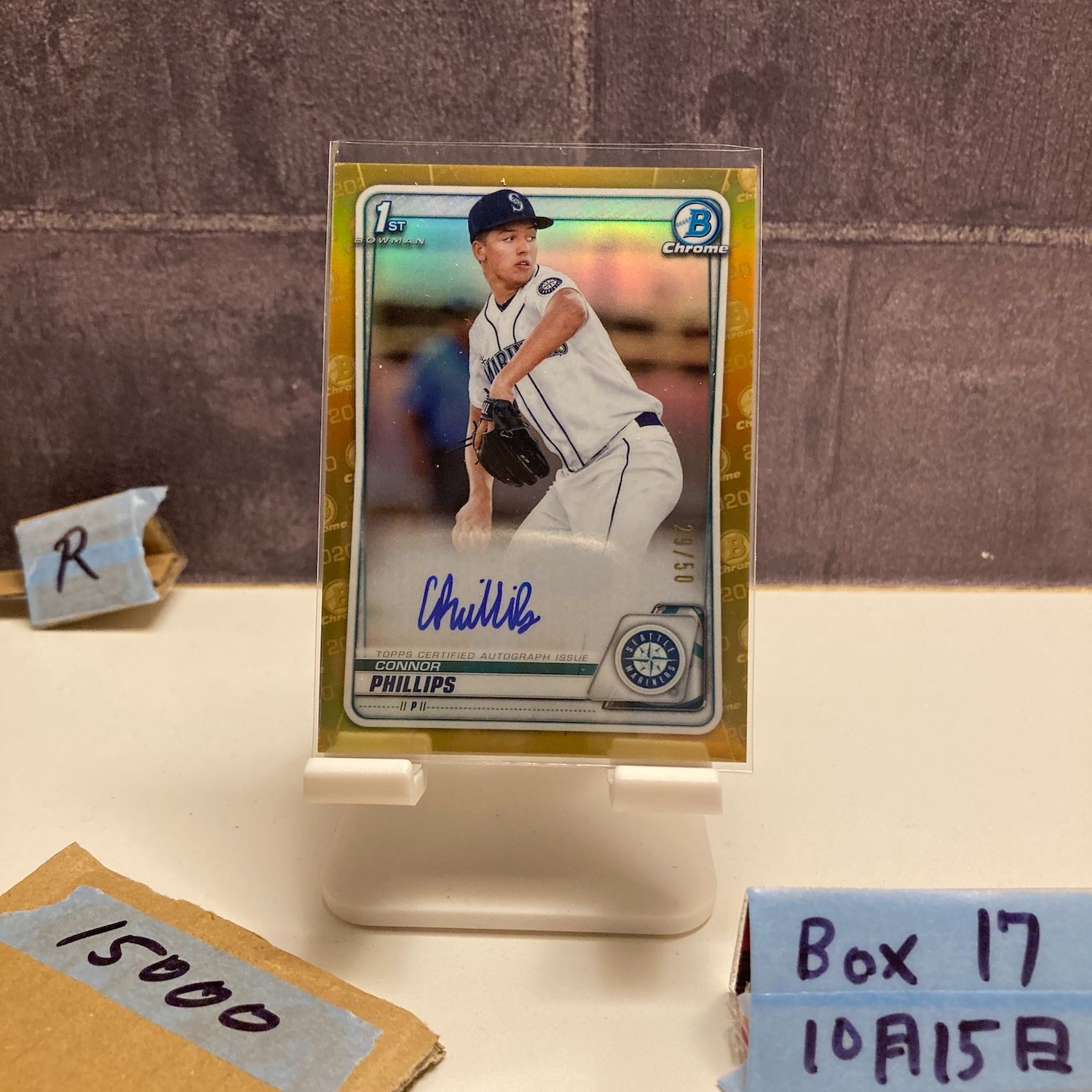 2021 Topps 1 st Bowman Chrome Connor Phillips 29 50 直筆サインカード Seattle Mariners G Refractor カード