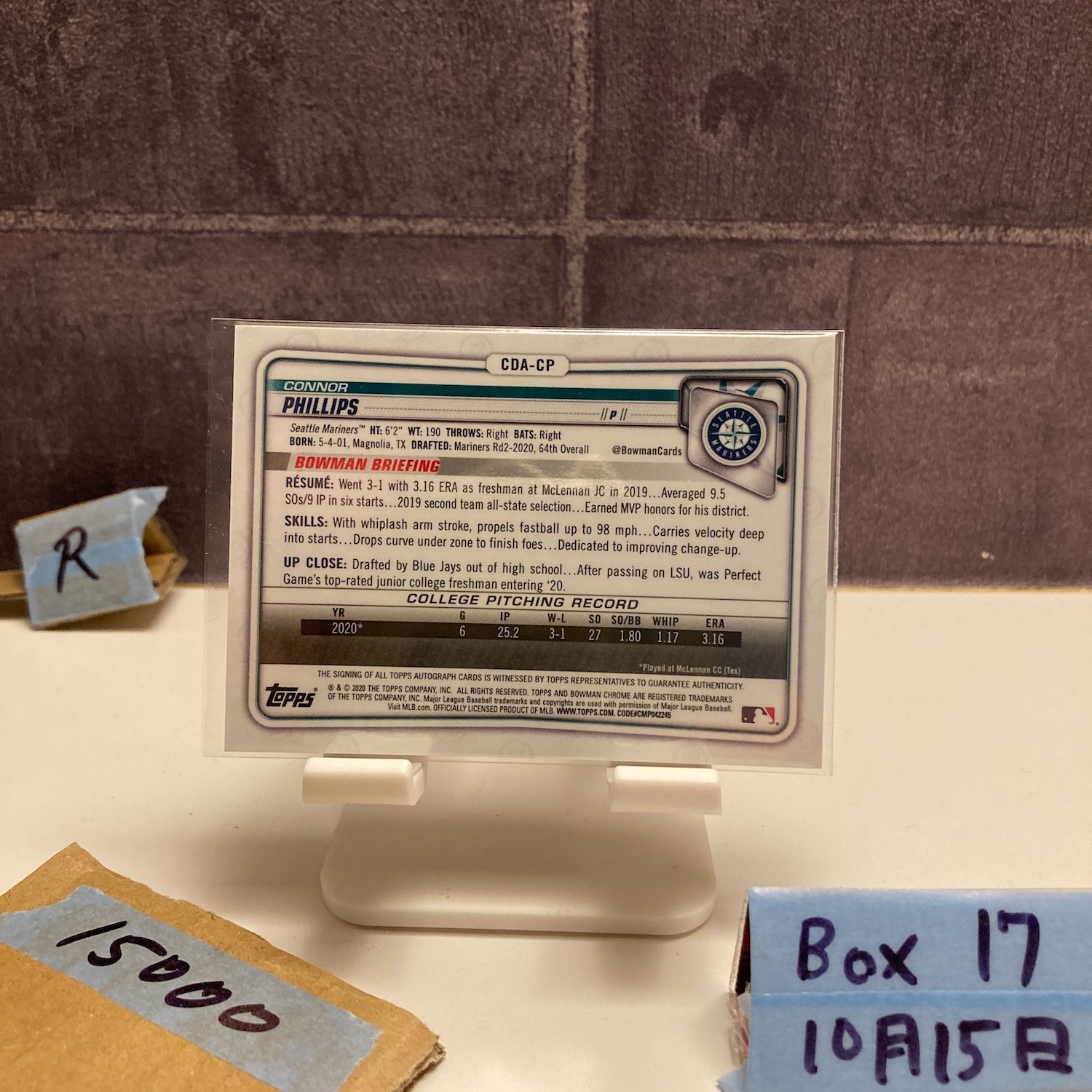 2021 Topps 1 st Bowman Chrome Connor Phillips 29 50 直筆サインカード Seattle Mariners G Refractor カード