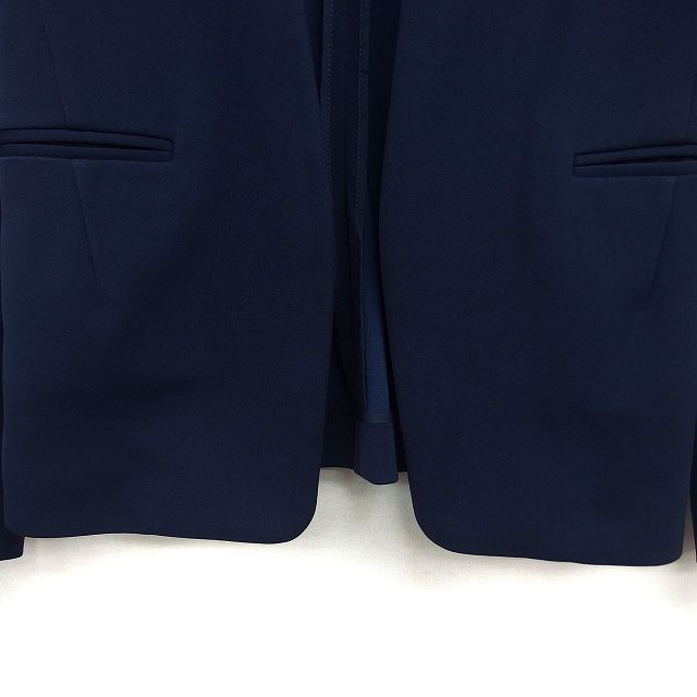 セオリー Theory ノーカラー ジャケット オープン 裏地なし 無地 2 紺