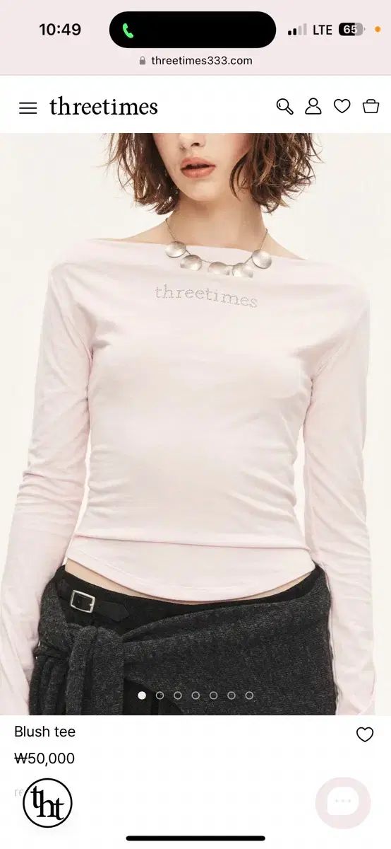 スリータイムズ ブラッシュ Tシャツ ピンク S