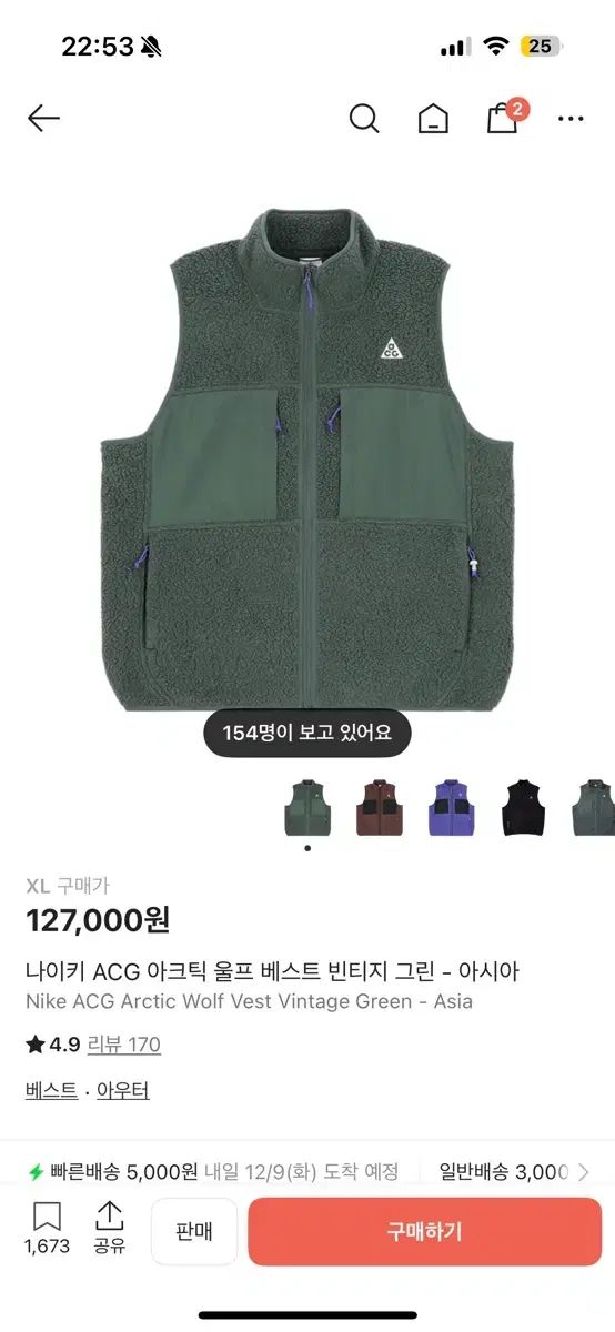 ナイキ ACG アーティック ウルフ フリース ベスト グリーン