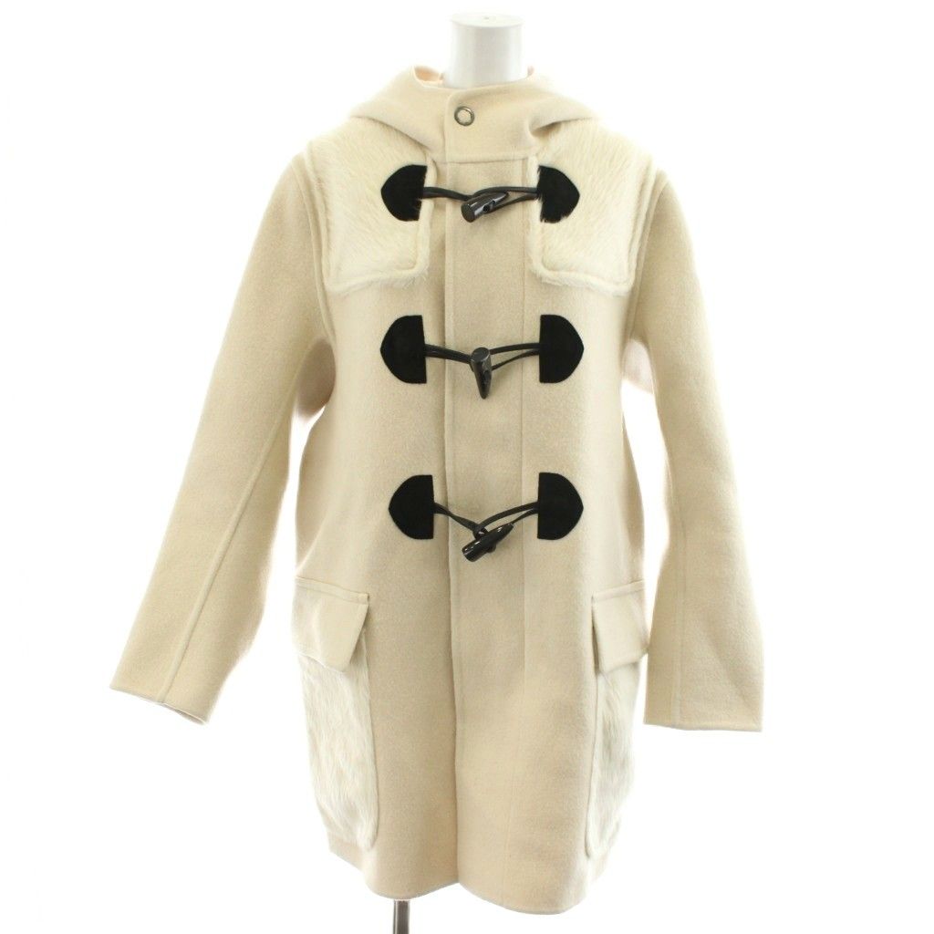 ドゥロワー Drawer ダッフルコート ロング丈 フード アウター ウール アルパカ アンゴラ混 36 白 ホワイト 6525-234-0304 |AN 30