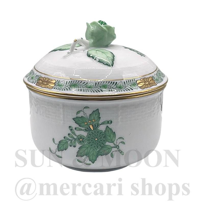 HEREND ヘレンド インドの華 シュガーポット グリーン TD 2512