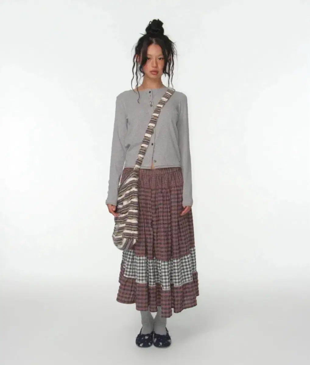 コイセイモ ウール チェック スカート ピンク