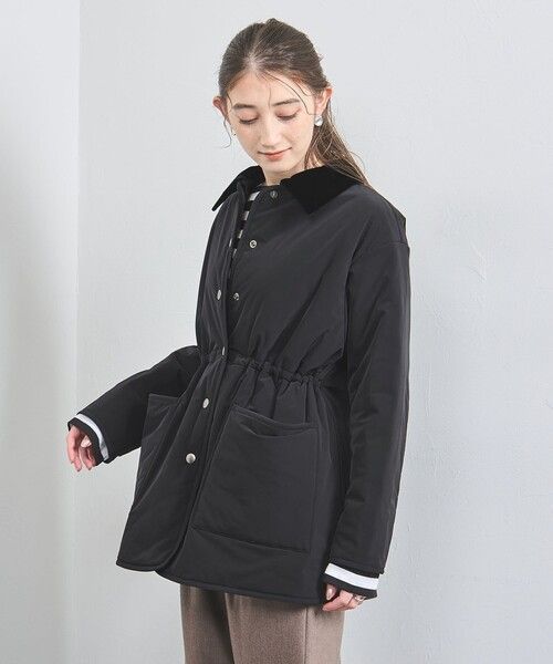 885 y UNITED ARROWS ユナイテッドアローズ 襟取り外し可 中綿 裏地キルティング コート 黒 36