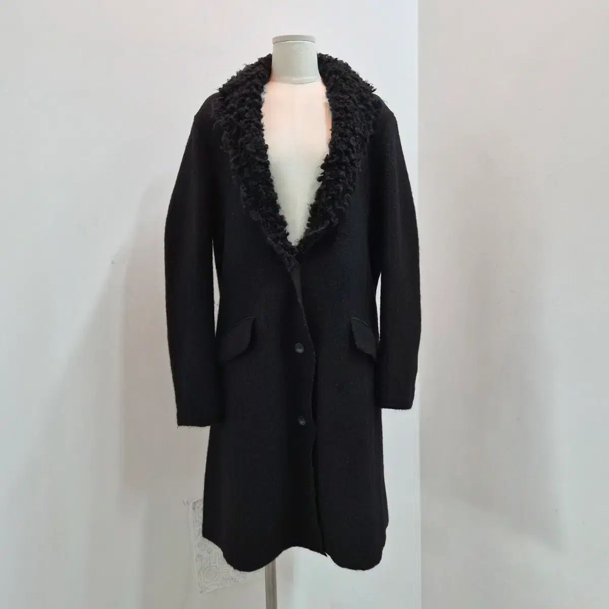 DIESEL ウール100 ブラック シェアリング ラペル ロングコート