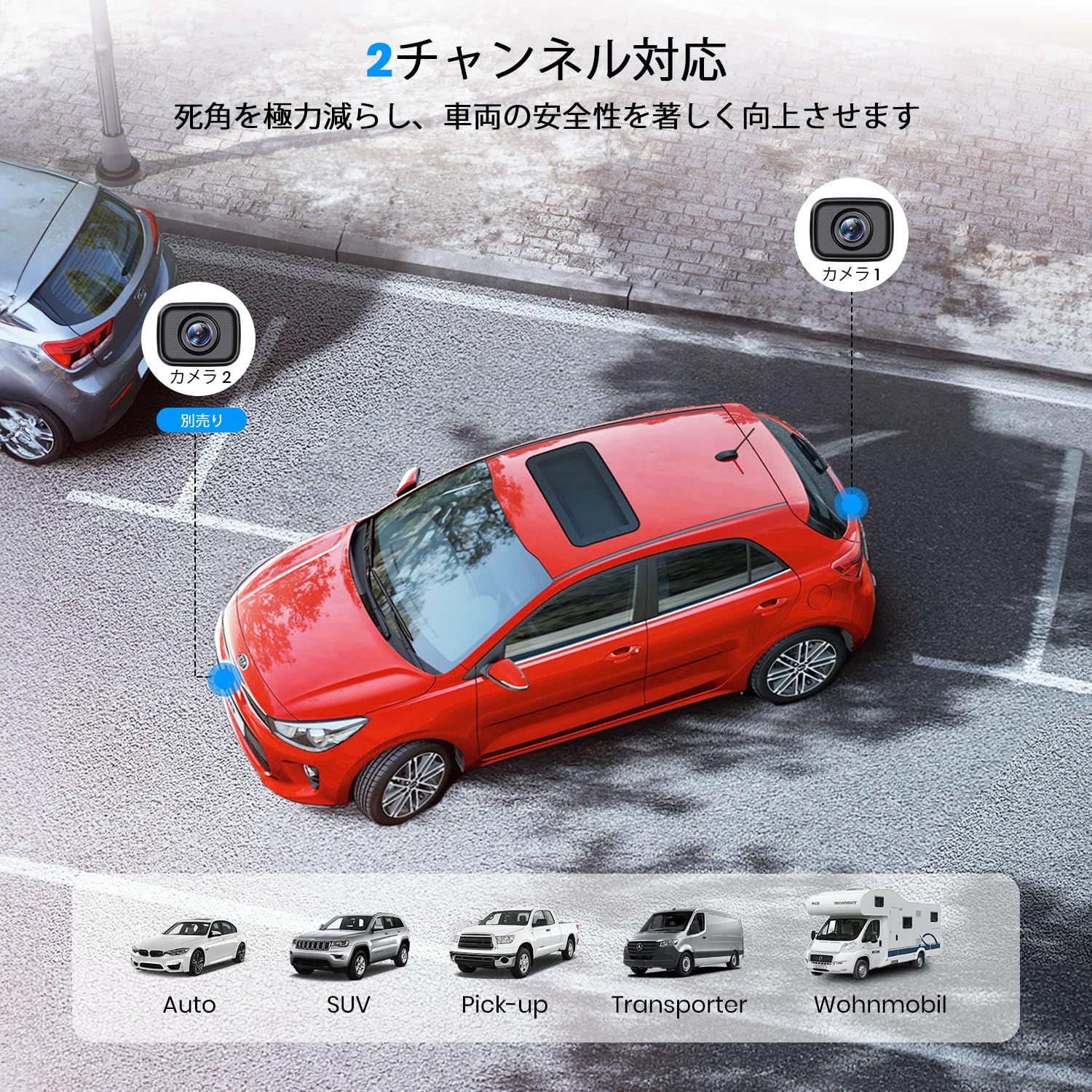 新品 AUTO-VOX W12 無線型バックカメラ モニターセット ダブルカメラ