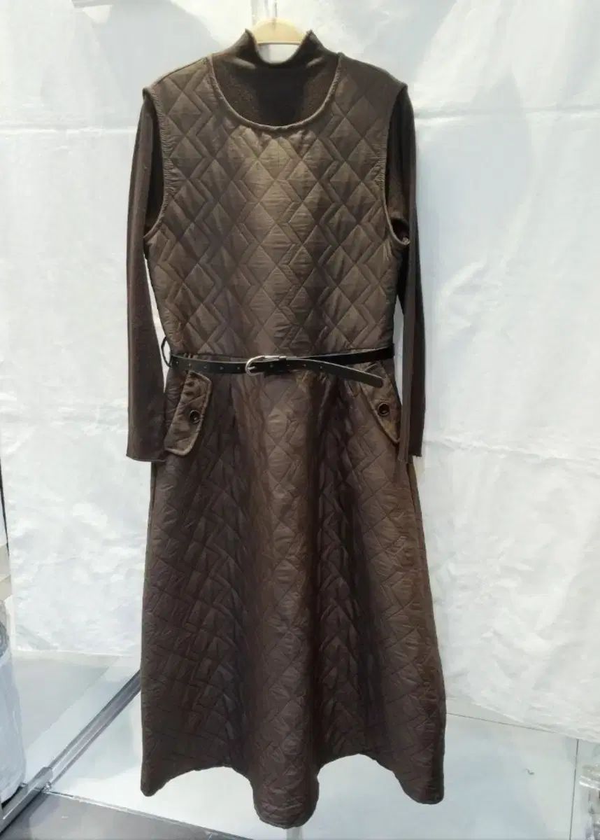  キルティング ロング ONE PIECE ブラウン ブラック 長袖 七分袖 その他