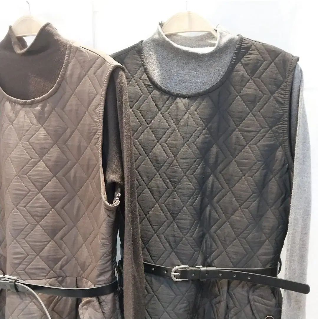 キルティング ロング ONE PIECE ブラウン ブラック