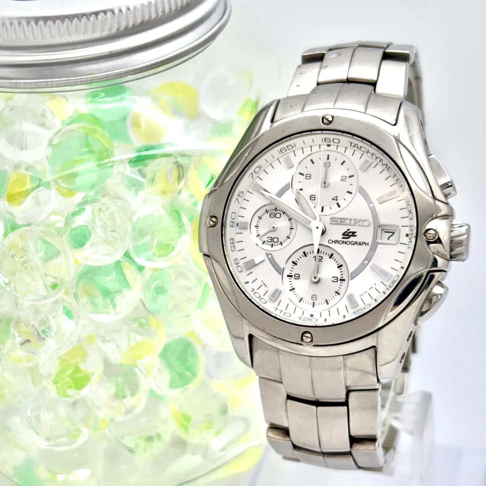 電池 SEIKO セイコー イグニッション メンズ 腕時計 クロノグラフ シルバー チタン 7 T 92 0 FL 493353 ベルト