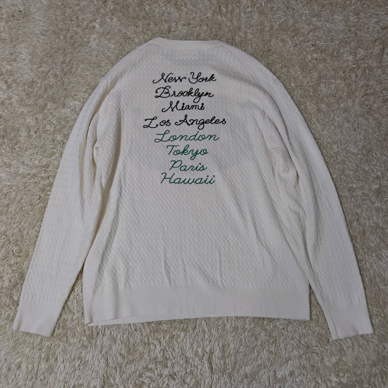 ホワイト ケーブルニット セーター　KITH キス ニューヨークシティ KITH NYC To The World Cable Crewneck