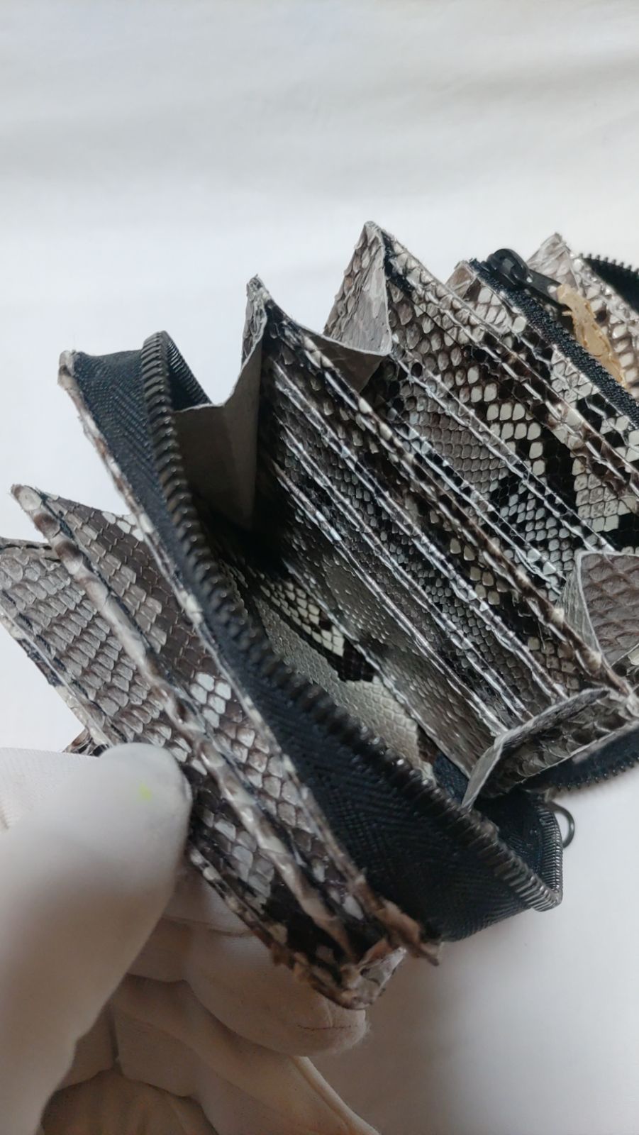  ダイヤモンド•パイソン ラウンドタイプ 2つ折財布 ミニ財布 コンパクト財布 財布 ケース 小物入れ