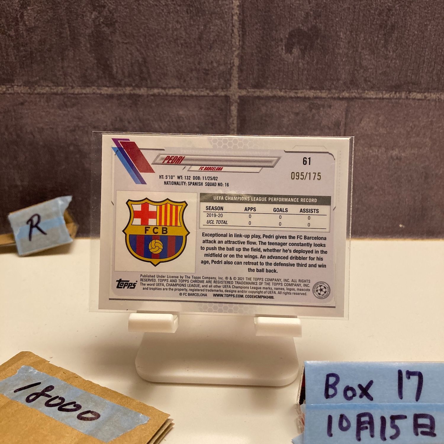 2021 Topps Chrome Pedri 095 175 FC Barcelona UEFA Champions League Pink Refractor RC ルーキー Rookie カード