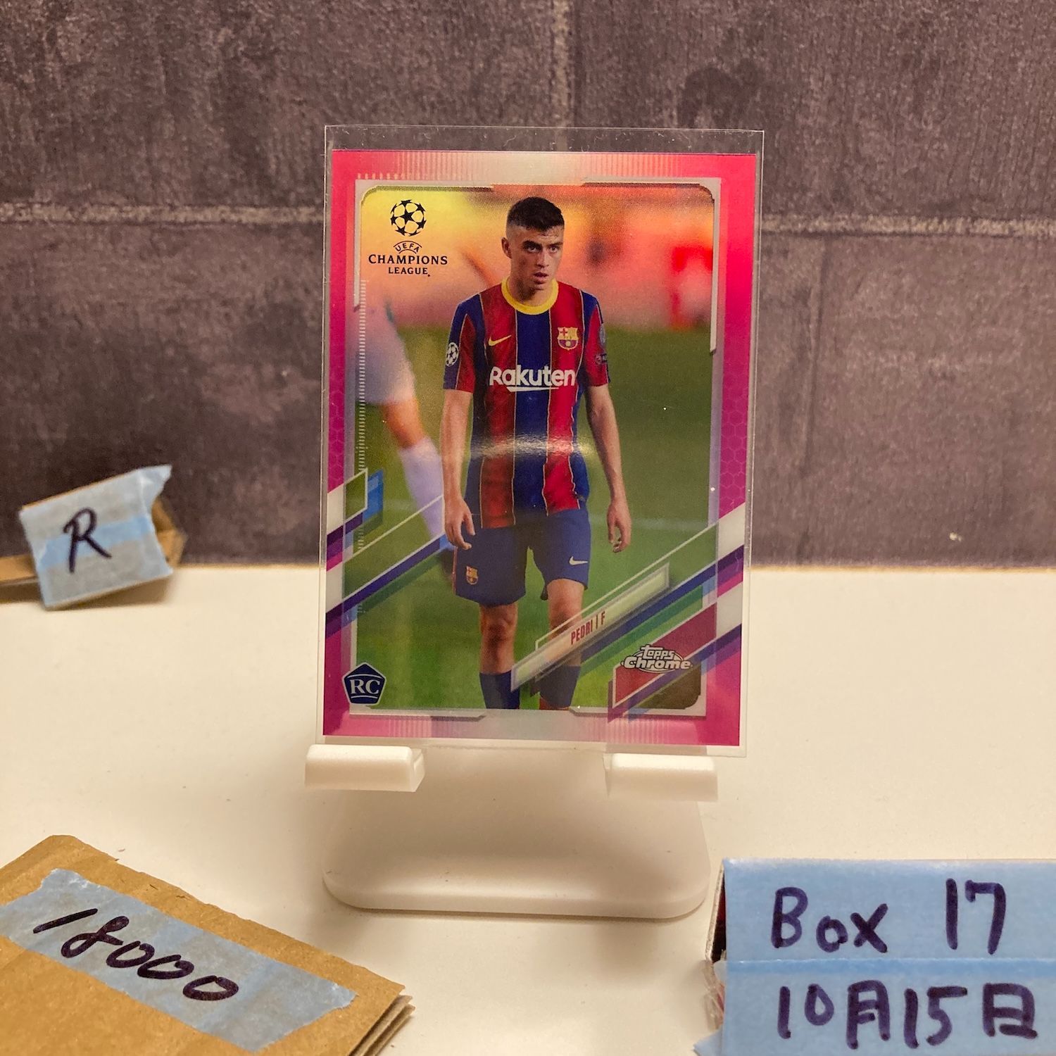 2021 Topps Chrome Pedri 095|175 FC Barcelona UEFA Champions League Pink Refractor RC ルーキー Rookie カード