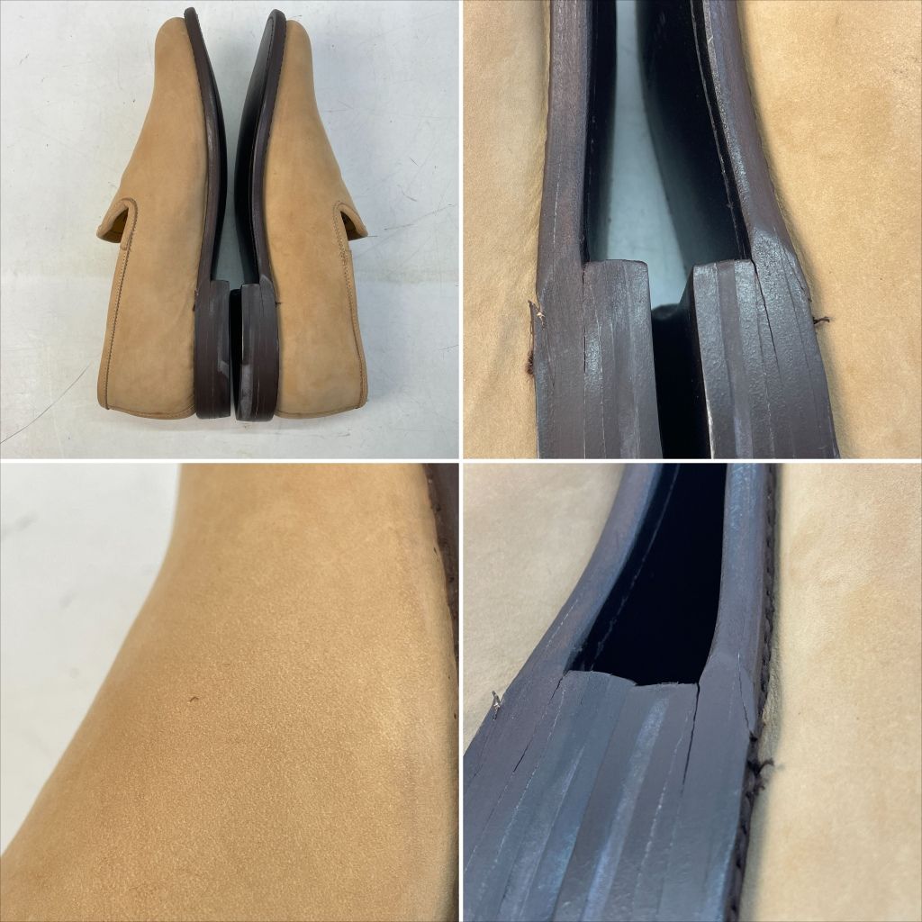  01 w 5873 〇 カミナンド nano universe ナノユニバース Embroidery Slip On Shoes スリッポン サイズ8 26 0～27 0程度 ベージュ 箱あり メンズシューズ 品 スリッポン 靴