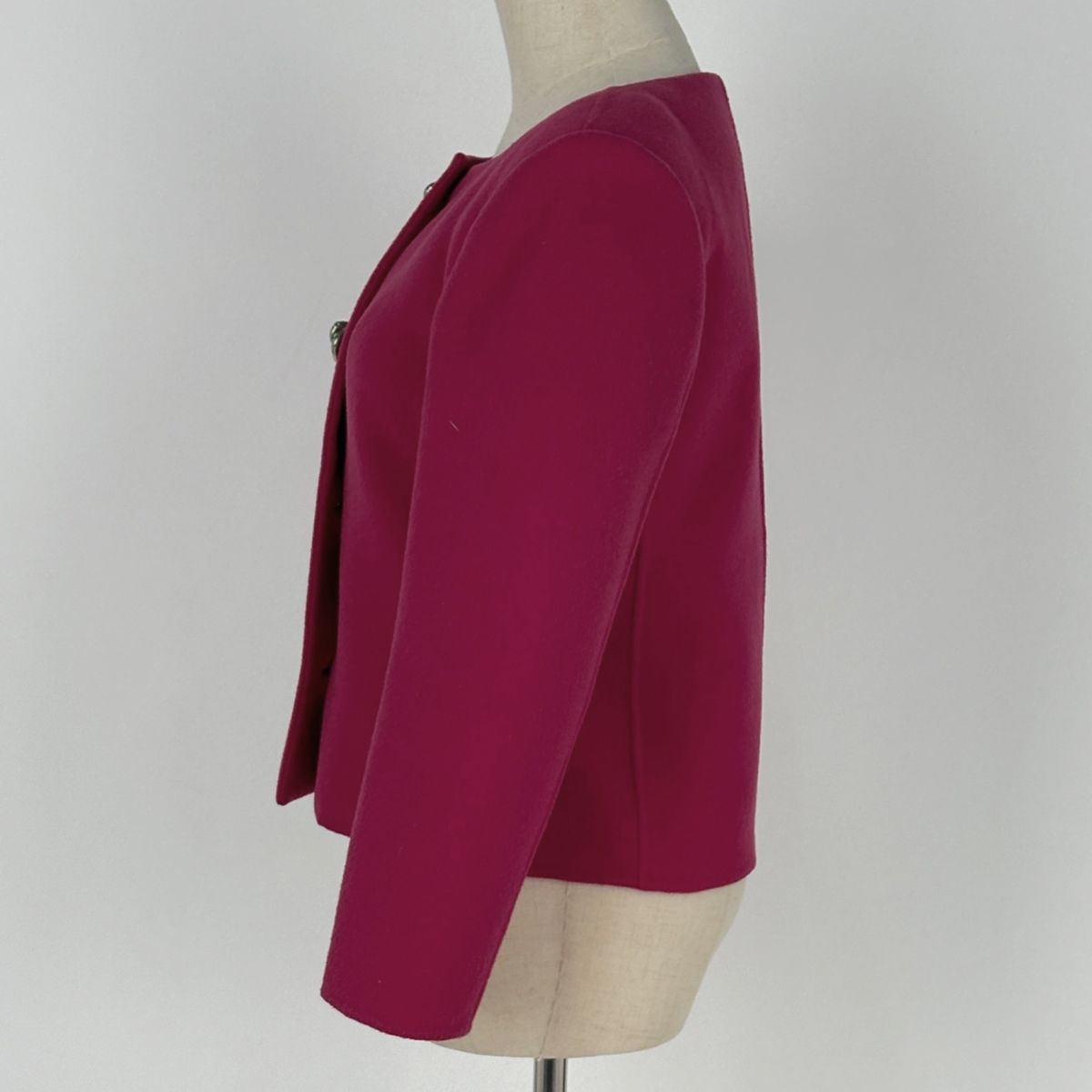 イヴ サンローラン YVES SAINT LAURENT ノー ジャケット ショート アウター 毛 ピンク レディース