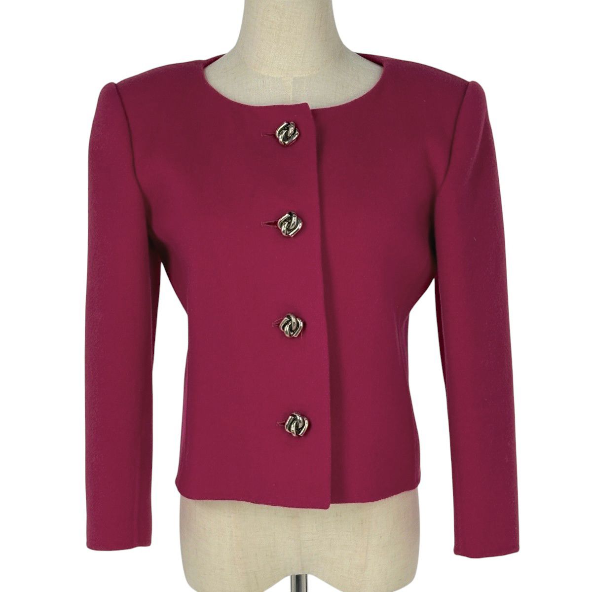 イヴ サンローラン YVES SAINT LAURENT ノー ジャケット ショート アウター 毛 ピンク レディース