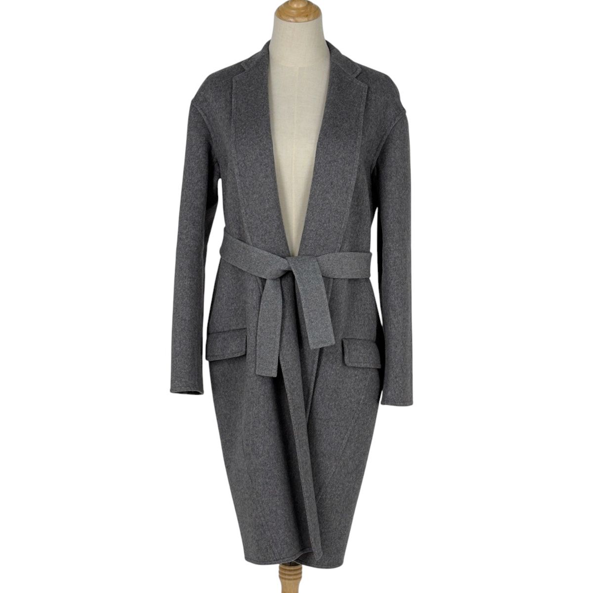 セリーヌ CELINE チェスターコート ノーボタン ベルト付き エッグクロンビー フィービー期 アウター カシミヤ グレー レディース