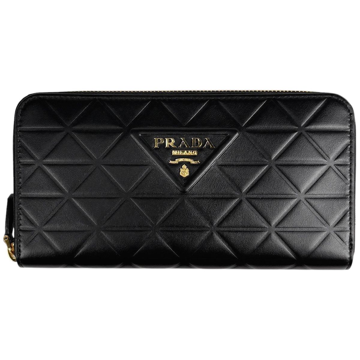 未使用級　プラダ　長財布　サフィアーノ　ブラック　黒　二つ折り　ロゴ　エンボス 未使用級 プラダ 長財布 サフィアーノ ブラック 黒 二つ折り ロゴ エンボス