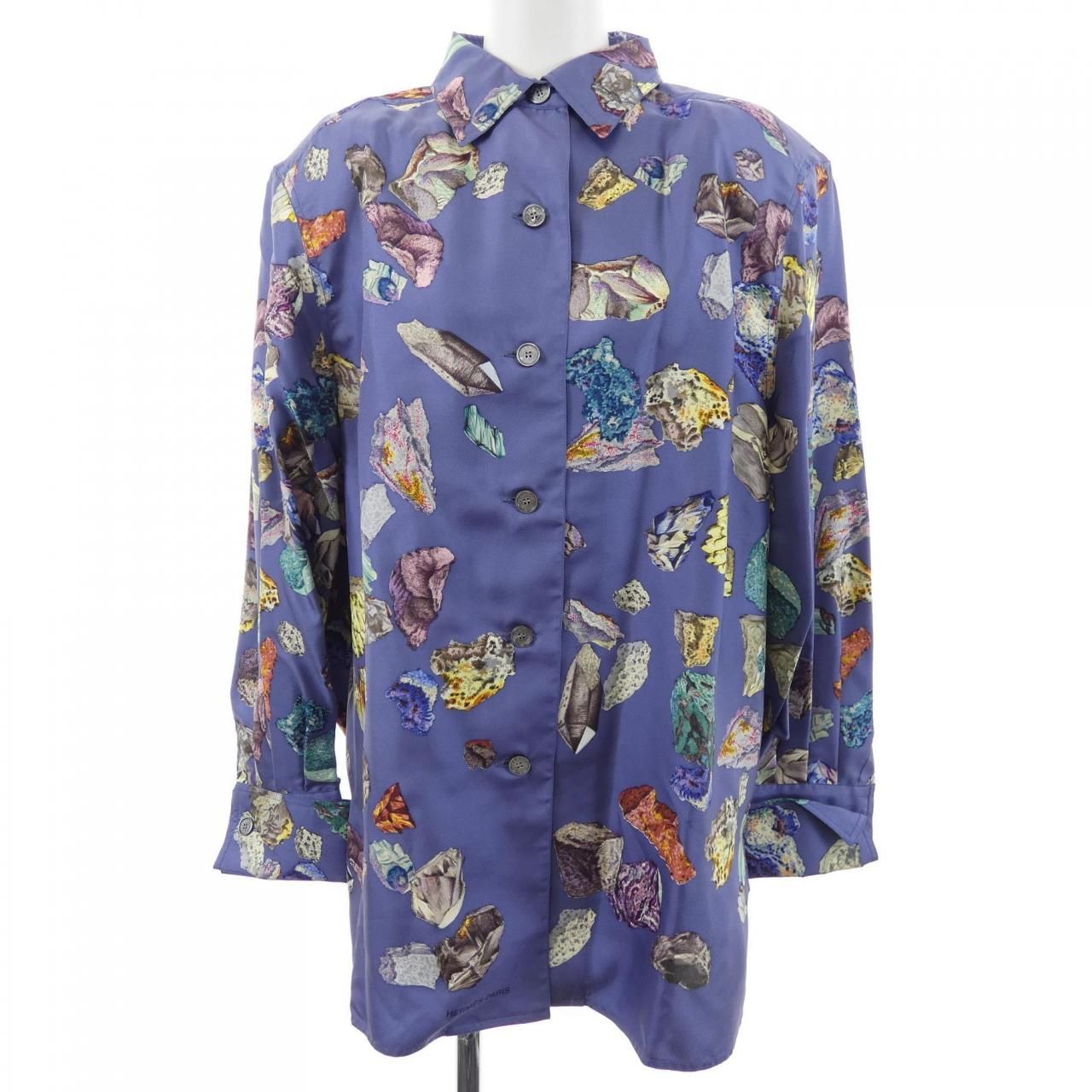 ヴィンテージ エルメス HERMES MI NERAUX ツイルレーヌ. シャツ