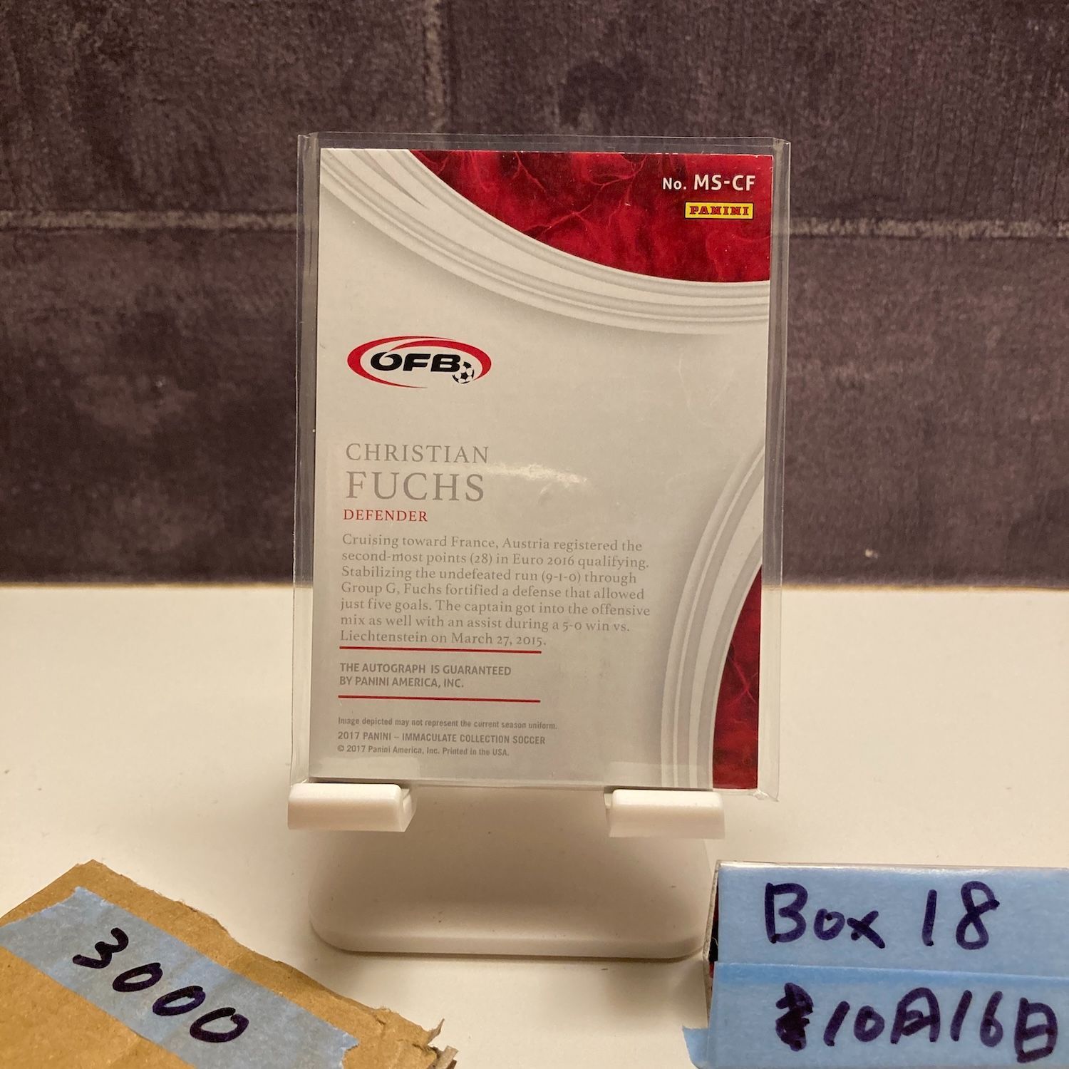 2017 Panini Immaculate Collection Christian Fuchs 98/75 直筆サイン