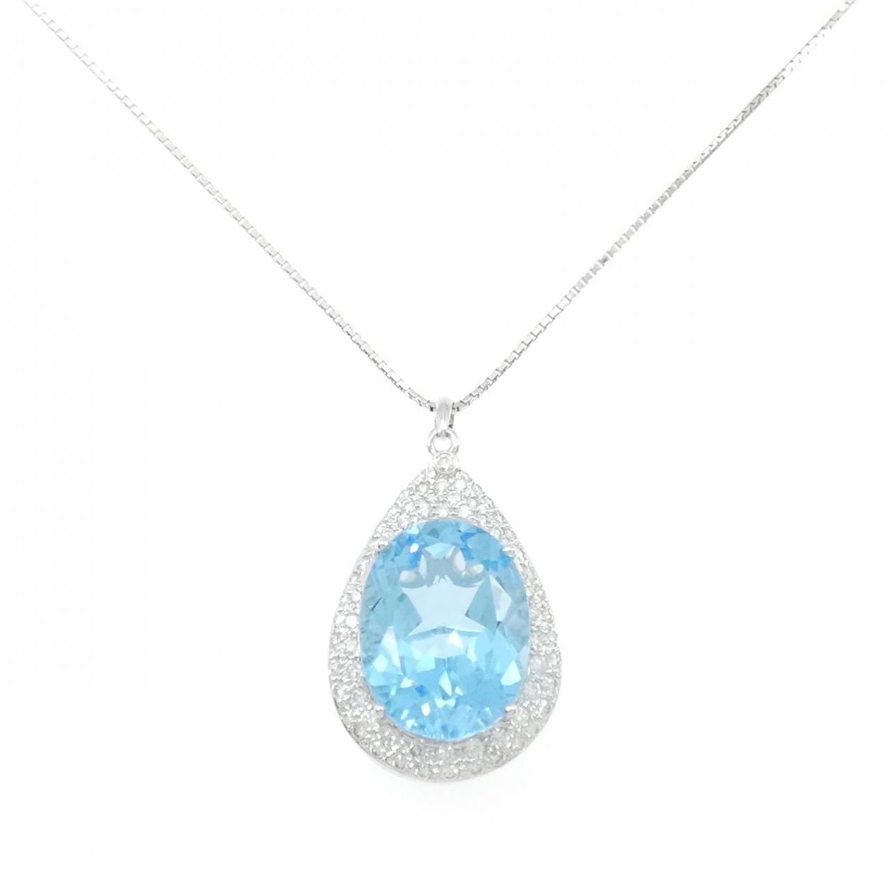 K18WG ブルートパーズ ネックレス 21.60CT - メルカリ