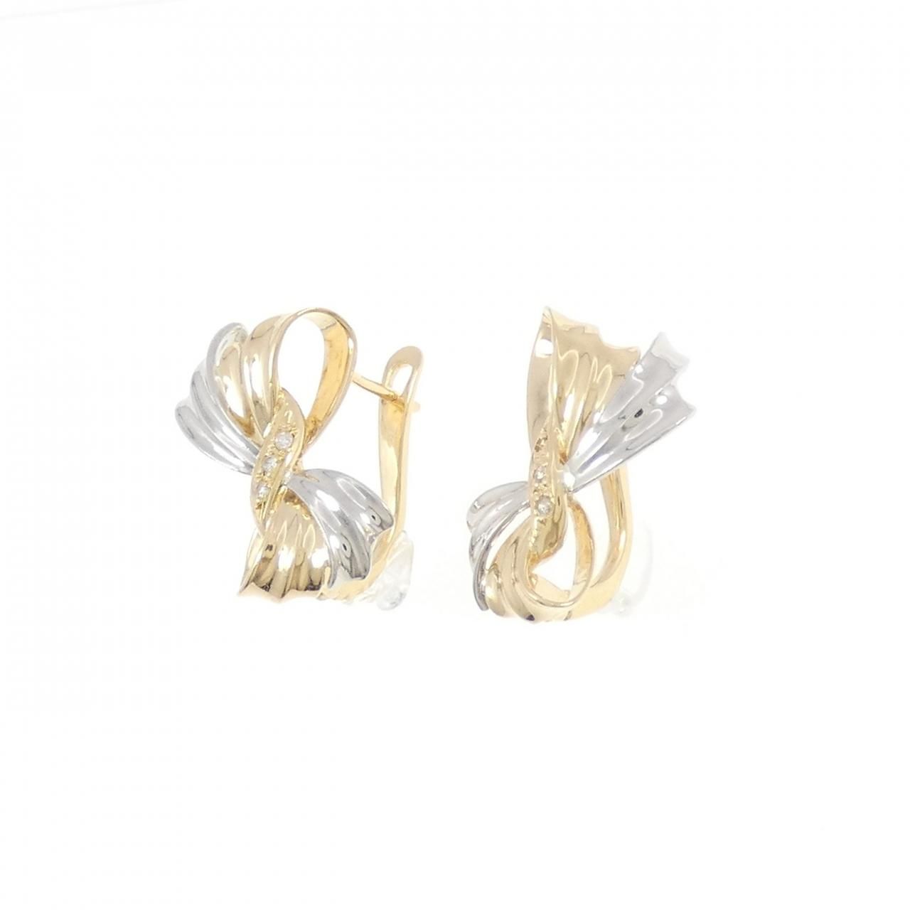 K 18 YG PT 900 ダイヤモンド ピアス 0.04 CT