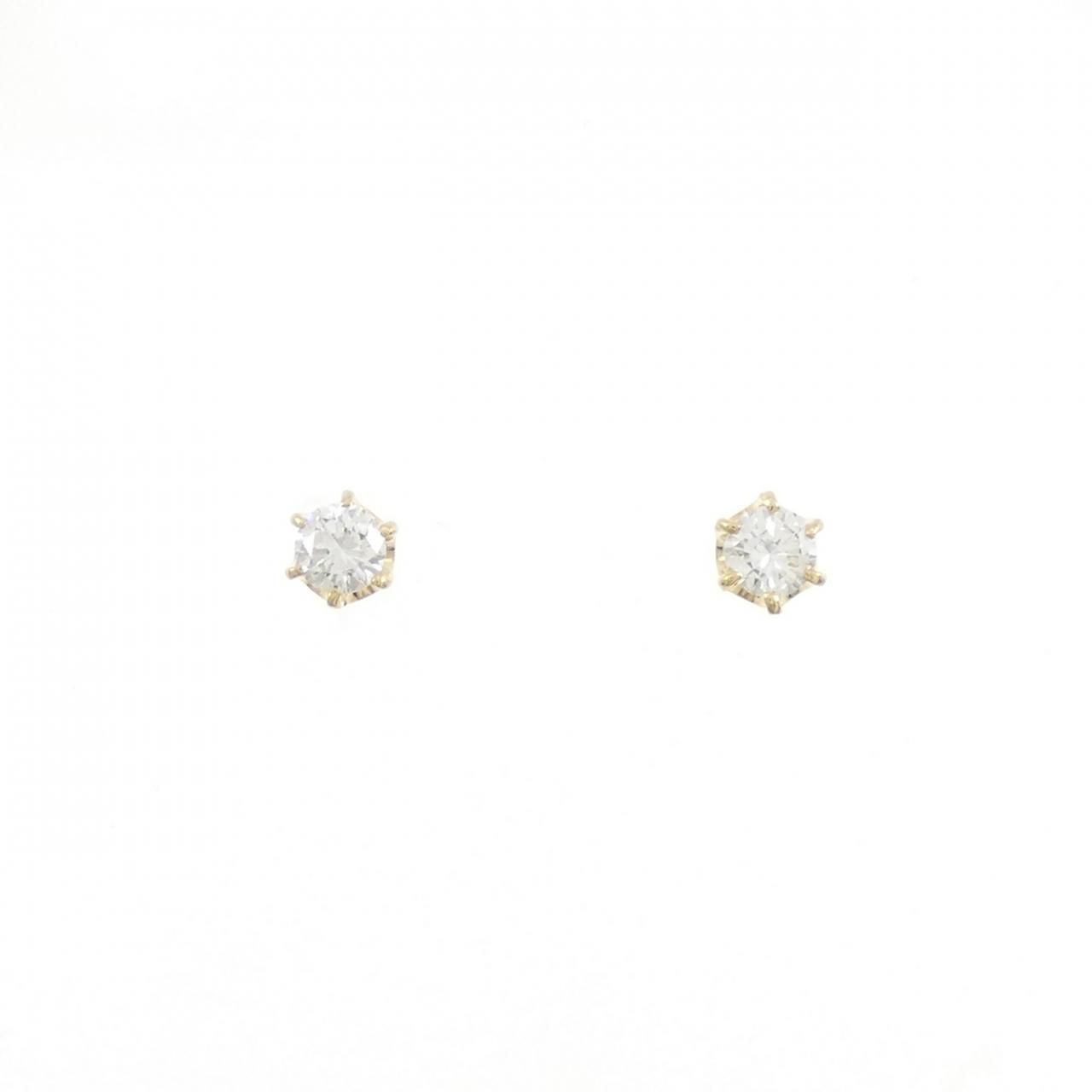 K 18 YG ソリティア ダイヤモンド ピアス 0.23 CT
