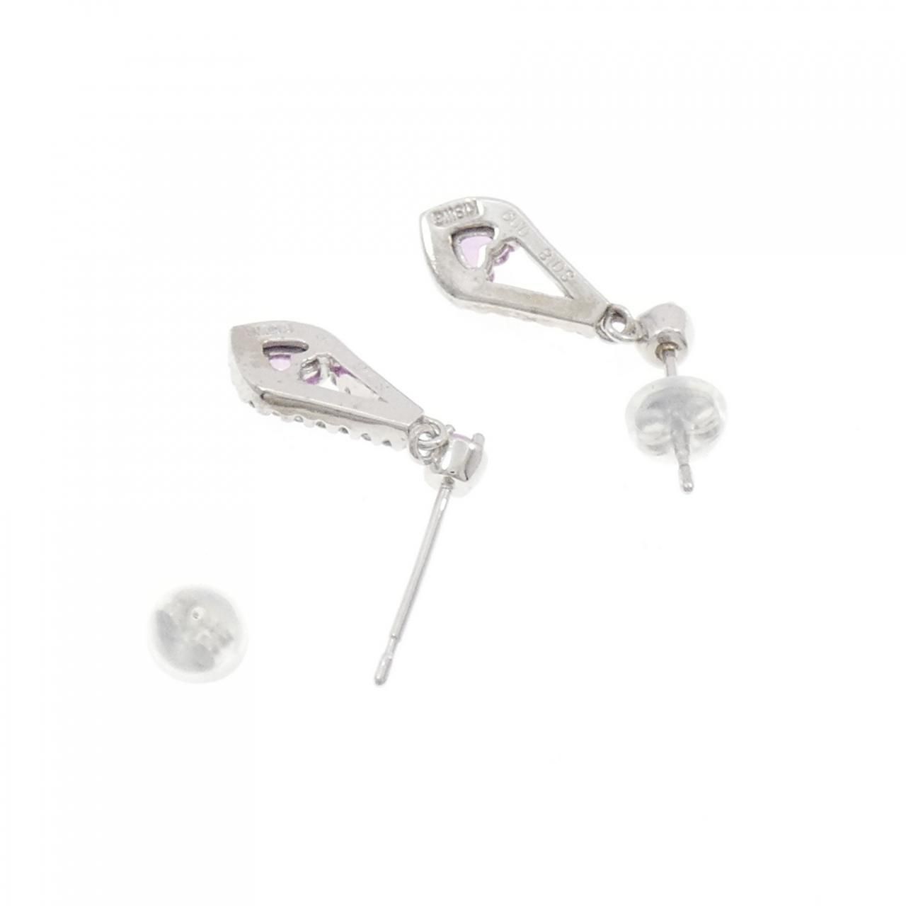 K 18 WG 14 ハート サファイヤ ピアス 0.36 CT ジャケット ボトムス