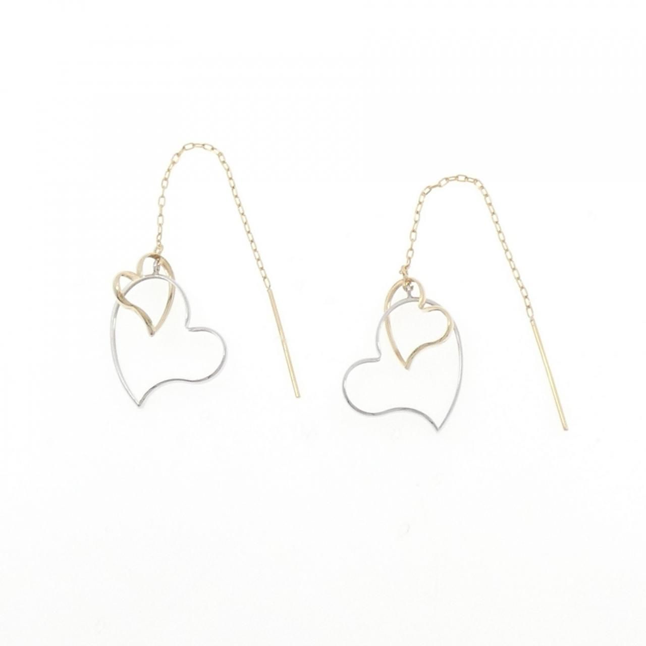 K 10 YG WG ハート ピアス