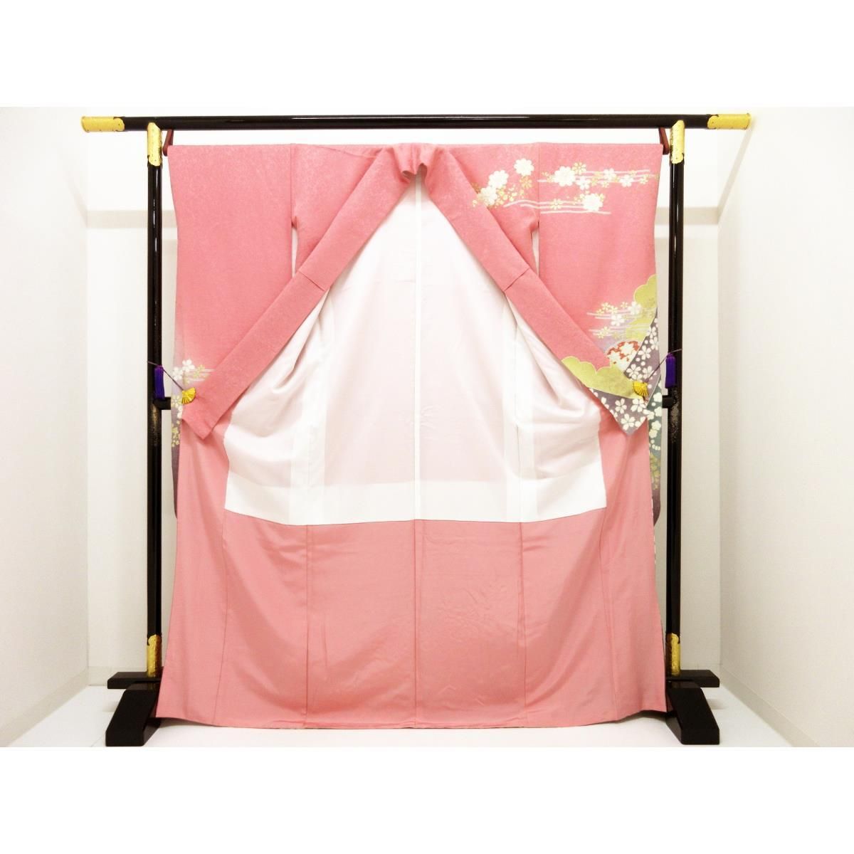 振袖 銀通しボカシ染 友禅金彩加工 絞り入