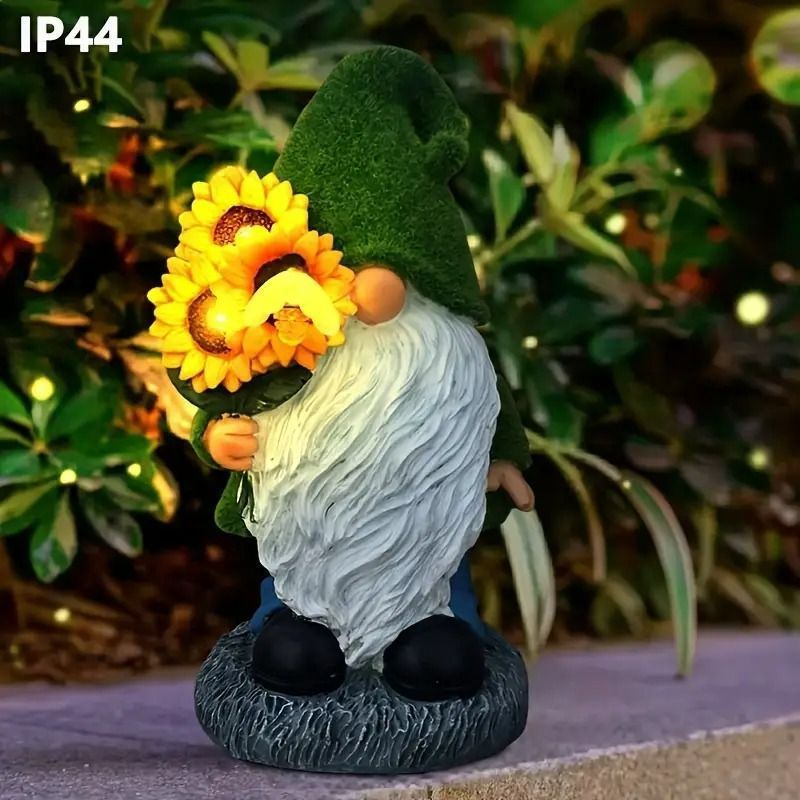 ソーラーライト ランプ ガーデニング オーナメント オブジェ レジン ひまわり装飾ランプ 6 8時間充電 8 10時間点灯 ガーデンライト 庭 中庭 芝生 ドワーフ像 妖精 小人 置物 インテリア雑貨 インテリア置物 かわいい 癒し ギフト 贈り物