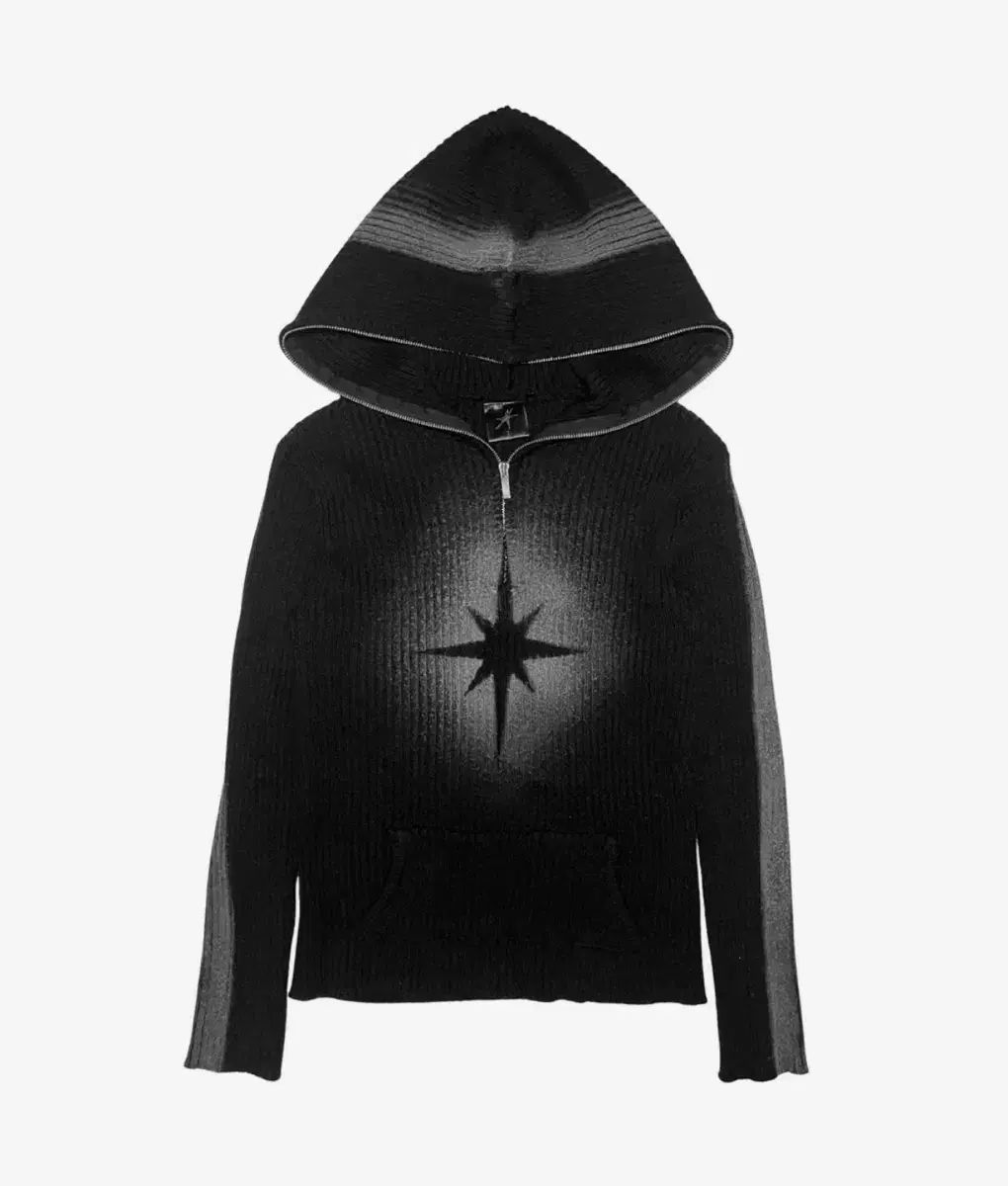 スモークUSスター SPRAYED STAR KNIT HOODIE BLACK