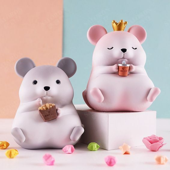 貯金箱 コインバンク 置物 装飾品 フィギュア ハムスター オブジェ オーナメント シンプル リアル 動物 アニマル お洒落 キュート 癒し ほっこり リビングルーム ダイニング 寝室 子供部屋 書斎 オフィス 卓上 デスク テーブル 棚 プレゼント