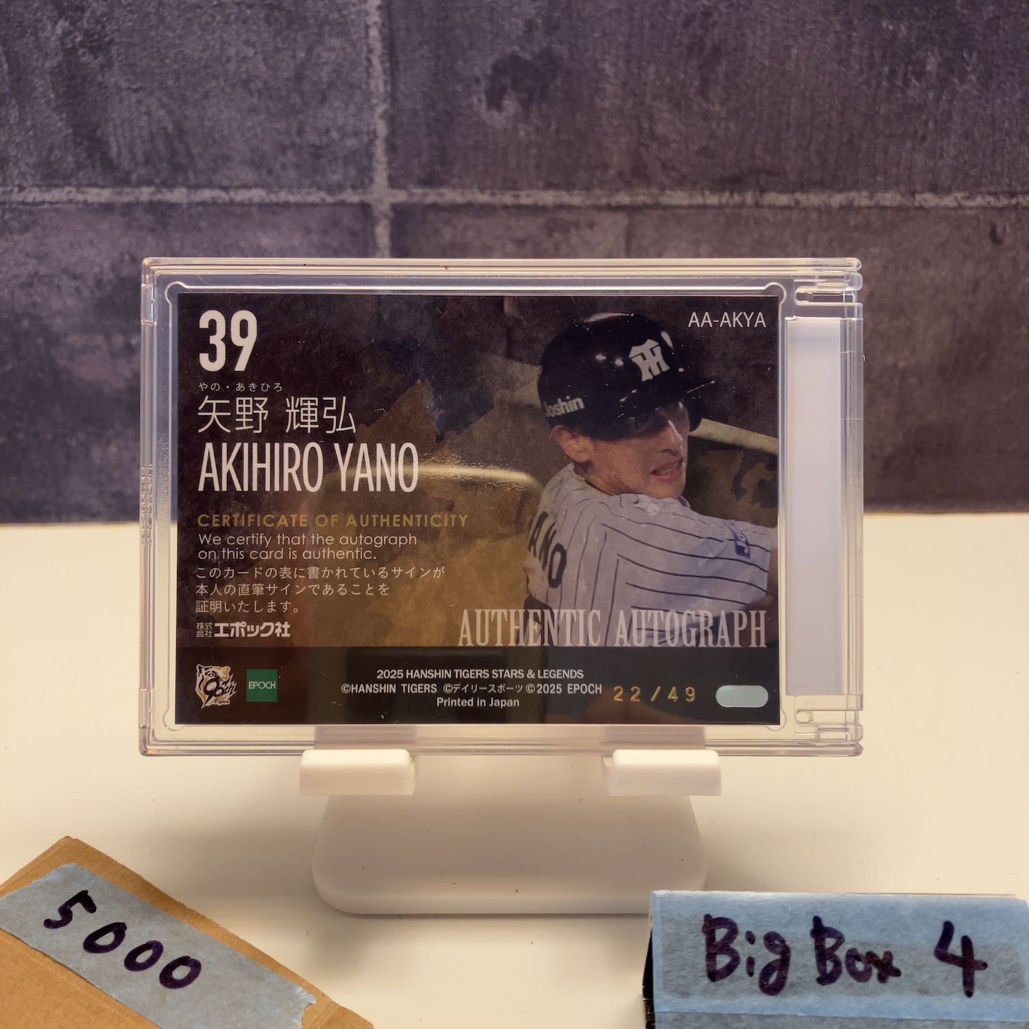2025 Epoch 矢野輝弘 22/49 直筆サインカード 阪神タイガース Stars