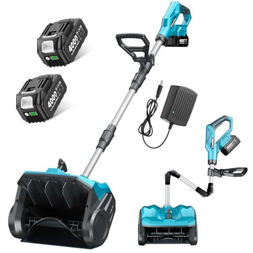 電動除雪機 電動スノーショベル 充電式 コードレス 家庭用 小型軽量 ブラシレスモーター 除雪幅33cm 除雪深さ20cm 投雪距離8M 吹雪角度調整 折りたたみ式 電動除雪スコップ ハンドル付き 低騒音 2個4000mAh大容量バッテリー さまざまな路p