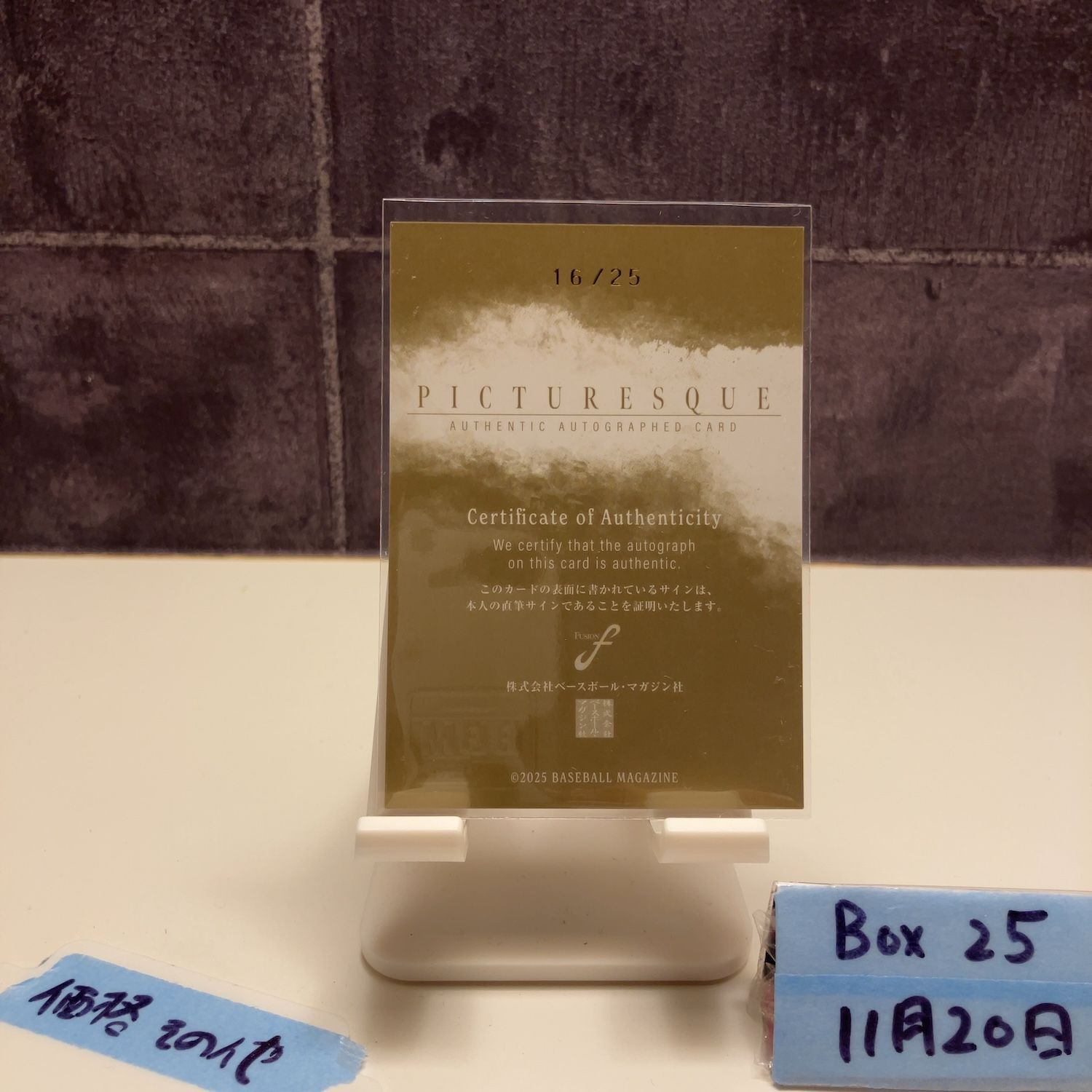 2025 BBM Fusion 土田龍空 16 25 直筆サインカード 中日ドラゴンズ PICTURESQUE カード