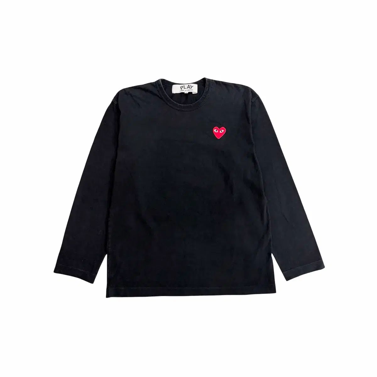 コム デ ギャルソン レッド ワッペン ブラック ロングスリーブ Tシャツ XL