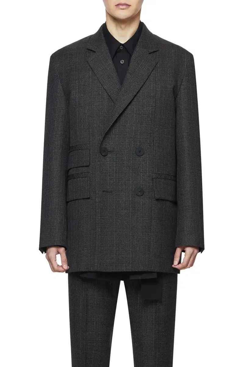 48 ウーヨンミ 21 fw グレー チェック ダブル セットアップ ジャケット