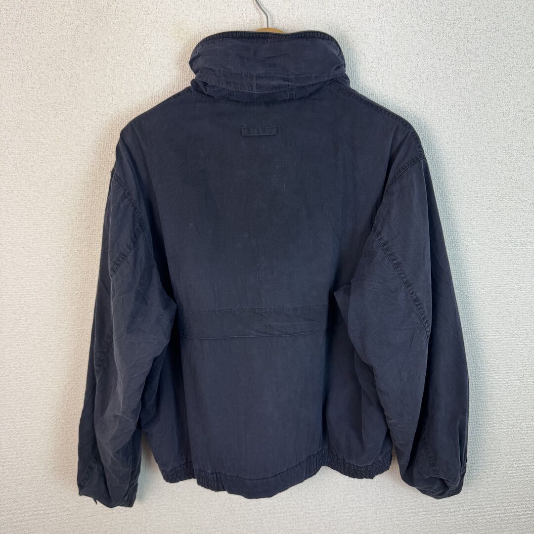 アースカラー ブルゾン ジャケット 無地 ネイビー Lサイズ メンズ 古着
