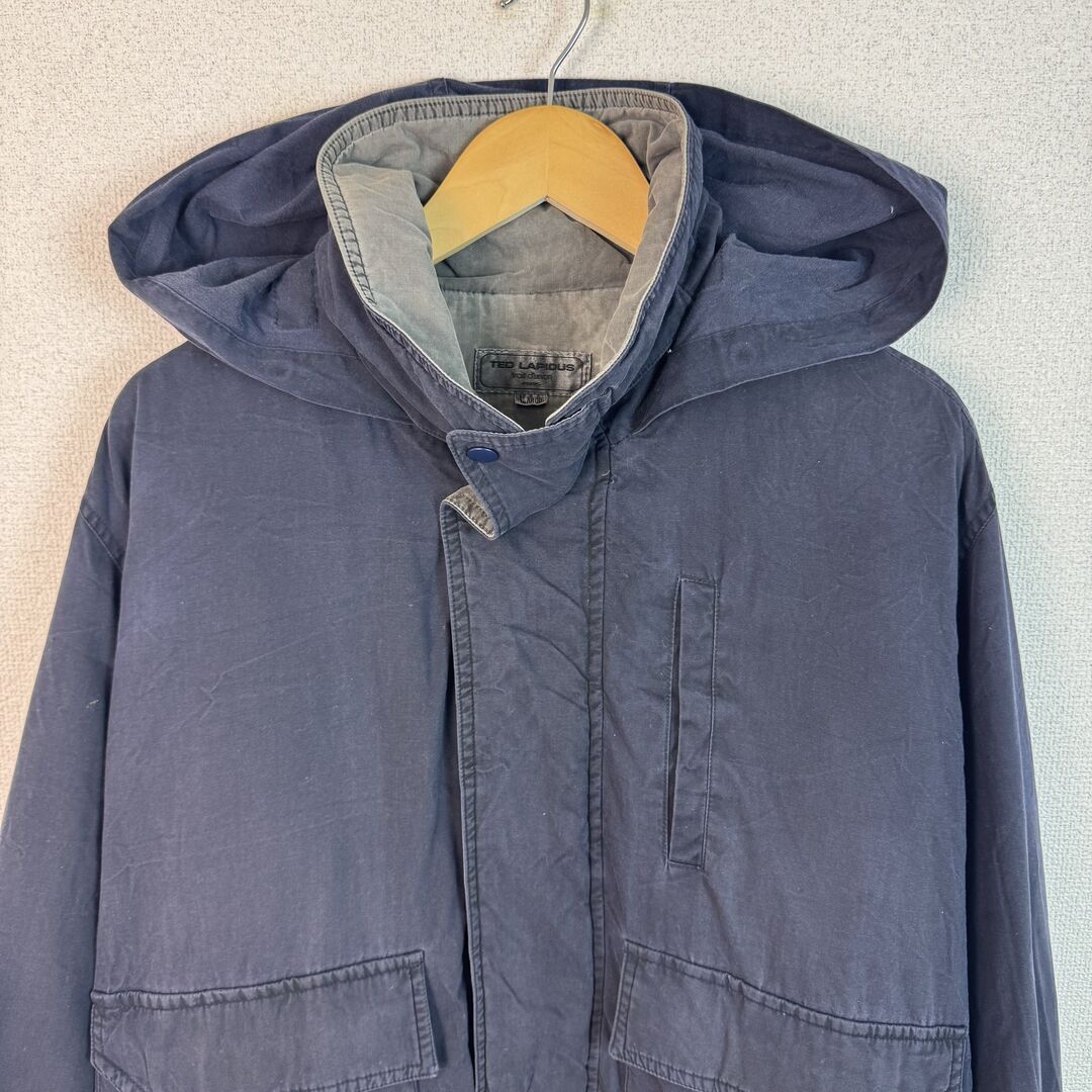 アースカラー ブルゾン ジャケット 無地 ネイビー Lサイズ メンズ 古着